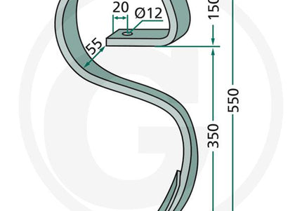 S-tand til Kongskilde Super Q med spids  - 01000740