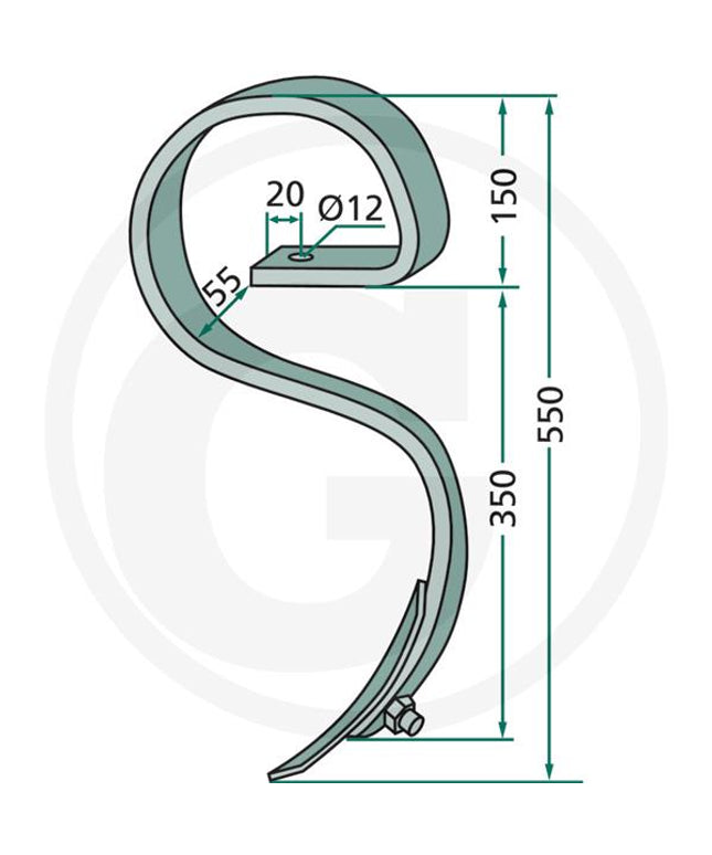 S-tand til Kongskilde Super Q med spids  - 01000740