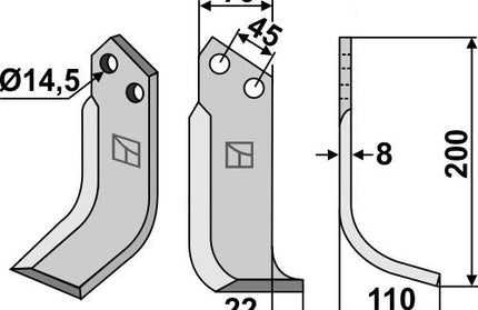 Fræserkniv til Maletti model M & P, Venstre.