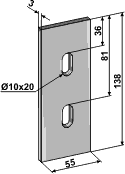 Afskraber til Lely, 55x138, hulafstand 45mm.