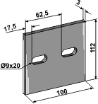 Afskraber til Lely, 100x112, hulafstand 45mm (Ø9x20) 3mm.