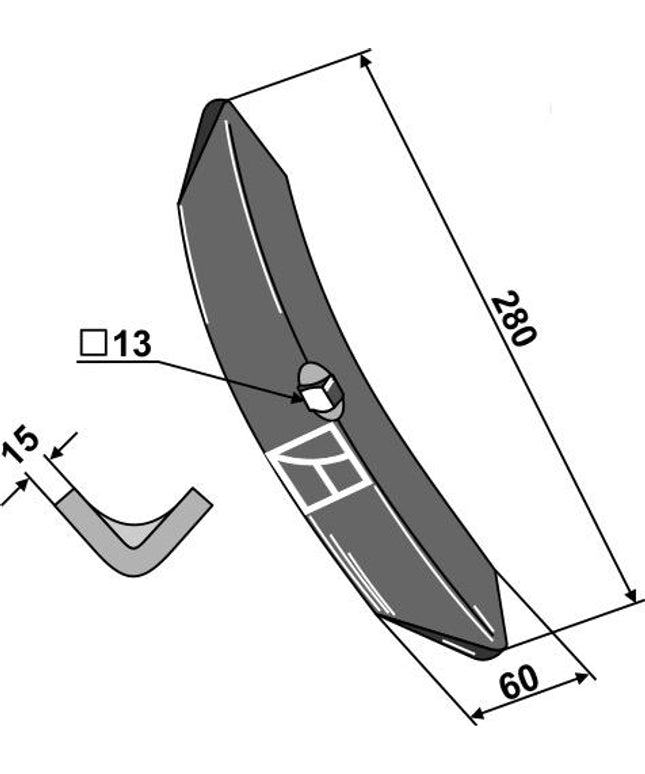 1.10.151 Harvespids 15mm tyk til bl.a. Samson & Multiva