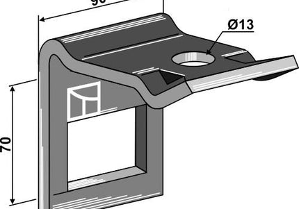 1.HH17-3905 Holder til tand 60x10mm
