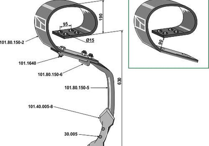 101.04047 Stubharvetand komplet System David lll