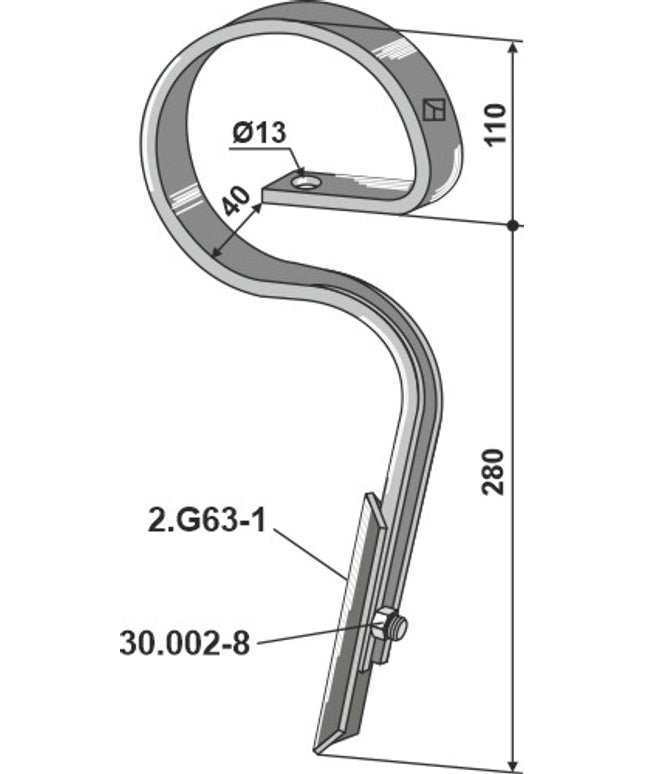 Germinatortand 32x10mm med lige spids