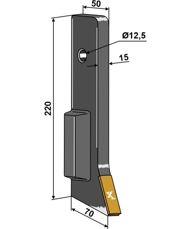 Fureåbner 220x15x50 mm til Amazone med 1 tungstensplatte