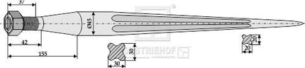 104100 Frontlæssertand 820mm M27 Ø45 fra Agroparts ApS