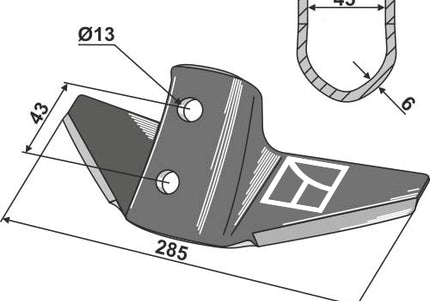 Vingeskær 285x6 mm  til Kongskilde/New Holland STXV