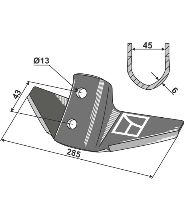 Vingeskær 285x6 mm  til Kongskilde/New Holland STXV