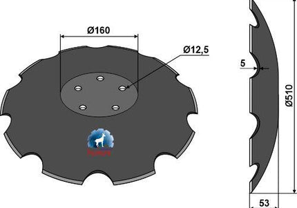 1226002 Tallerken 510 x 5 mm til Samson