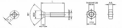 18560321: Plovbolt 7/16"x32 m/firkantsats.