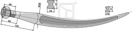 18681 Gribetand for baller 680 M22 Ø36 Agroparts ApS