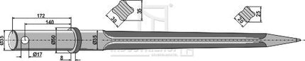18815 Frontlæssertand 850mm Ø35 fra Agroparts ApS