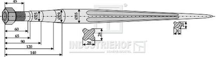 18818 Frontlæssertand 820mm M22 Ø35 fra Agroparts ApS