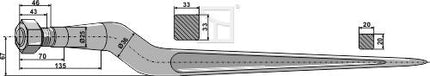 18859 Frontlæssertand 820mm M22 Ø36 fra Agroparts ApS