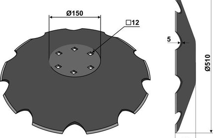 Takket tallerken til Kuhn Optimer Ø510mm