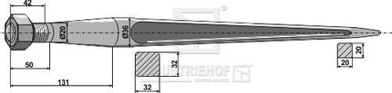 221150 Frontlæsser tænder 610 M20 Ø36 Agroparts ApS