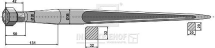 221151 Frontlæssertand 810mm M20 Ø36 fra Agroparts ApS