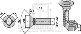 631803513: Plovbolt 3/8"x35 DIN608 m/firkantsats.