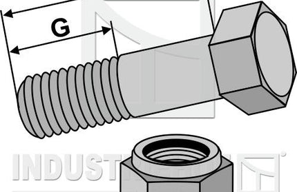 Sekskantbolt M12x1,25x45mm (12.9) med låsemøtrik