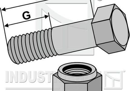 Sekskantbolt M12x1,25x45mm (12.9) med låsemøtrik