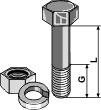 Sekskantbolt 7/16 x 32mm incl. møtrik og låseskive
