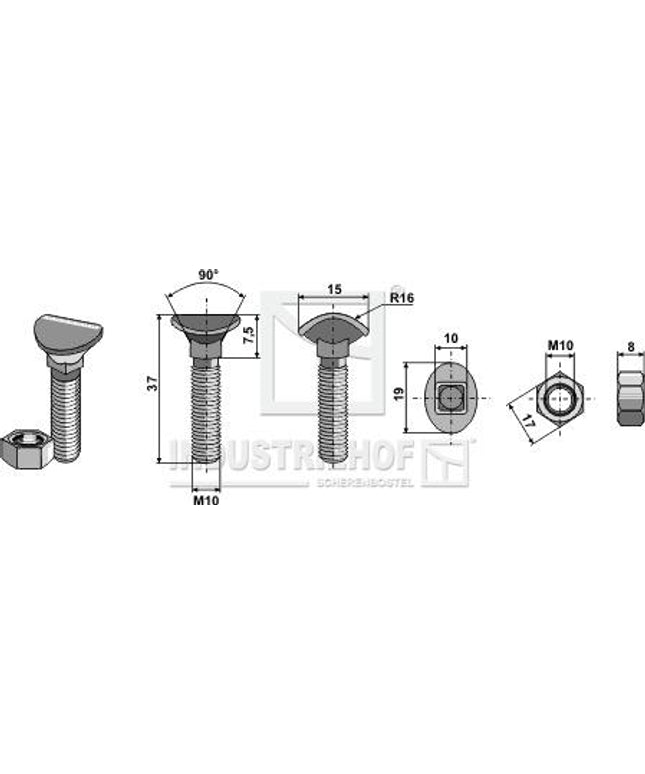 39510601 M10x60 mm radrenserbolt kvalitet 10.9