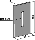 Afskraber til Kverneland/Maletti 82x120, (Ø 12,5x50) 4mm tyk.