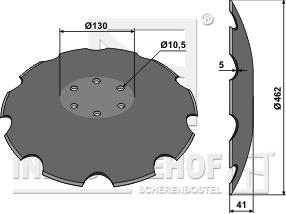 3490471 - Takket tallerken 462mm til Lemken Heliodor