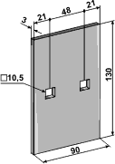 90x130, hulafstand 48mm.