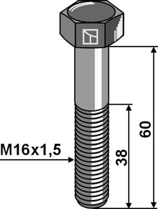 Sekskantbolt M16x1,5x60mm 12.9