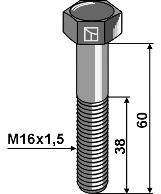 Sekskantbolt M16x1,5x60mm 12.9
