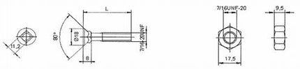 39270351: Plovbolt 7/16"x35 DS6006 m/firkantsats.