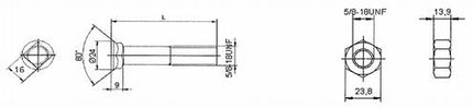 39310501: Plovbolt 5/8UNFx50 DS6006 m/firkantsats.
