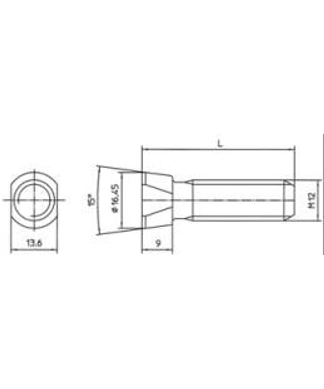 Plovbolt M12x38 konisk til Kuhn spids 12.9