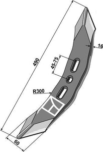 Harvespids 60x16mm til Köckerling, Dalbo m.fl.