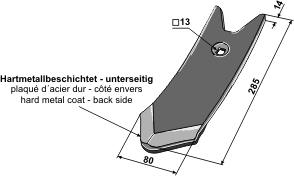 Stubspids 80x14mm belagt til Köckerling