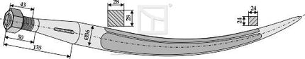 5068002 Grebtand 680mm M20 Ø36 buet fra Agroparts ApS