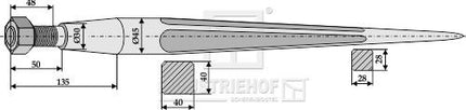 5068004 Frontlæssertand 1250mm M28 Ø36 fra Agroparts ApS