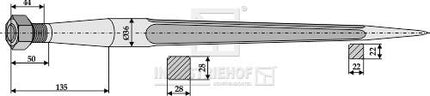 5068006 Frontlæssertand 680mm M20 Ø36 fra Agroparts ApS