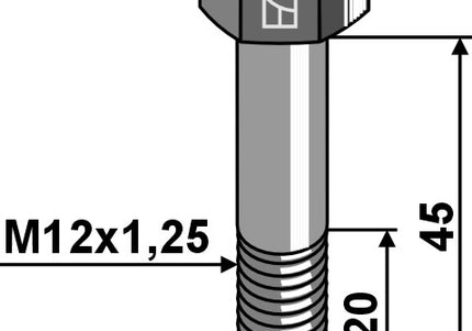 Sekskantbolt M12x45mm (12.9) Fingevind