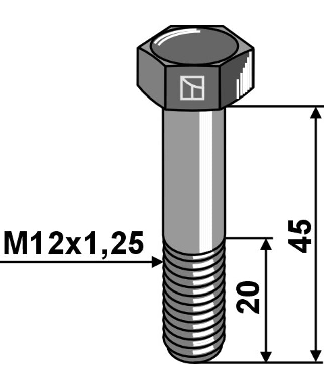 Sekskantbolt M12x45mm (12.9) Fingevind