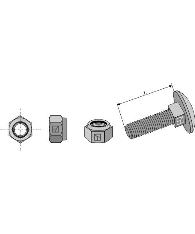 Bræddebolt M12x1,75x45 8.8 M/låsemøtrik