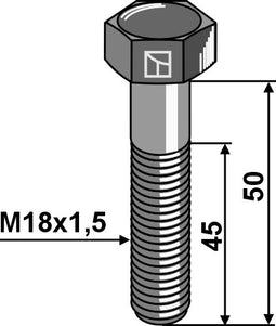 Sekskantbolt M18x1,5x55mm 10.9