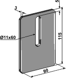 Afskraber til Amazone 90x115, 1 hul (Ø11x60)