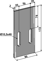 90x172, hulafstand 50mm.