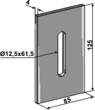 85x125, 1 hul (Ø12,5x61,5) 4mm tyk.