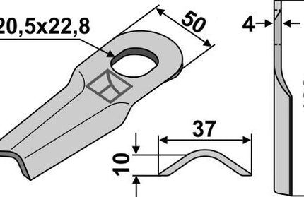 56110300 Kniv 129mm til Kverneland og Tårup m.fl. 