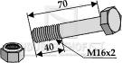 Sekskantbolt M16x70x2,0mm 10.9 - 40mm gevind