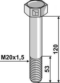 63-20121 Maskinbolt M20x1,5x120mm 10.9